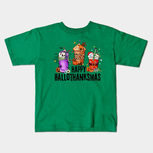 Happy Hallothanksmas Kids T-Shirt by Teewyld